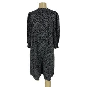 NEW Ann Taylor Loft Large Women Leopard High Neck Shift Dress 3/4 Sleeve K8v